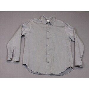 Armani Collezioni Shirt Men Black Striped Long Sleeve Cotton Dress Shirt XL 17.5